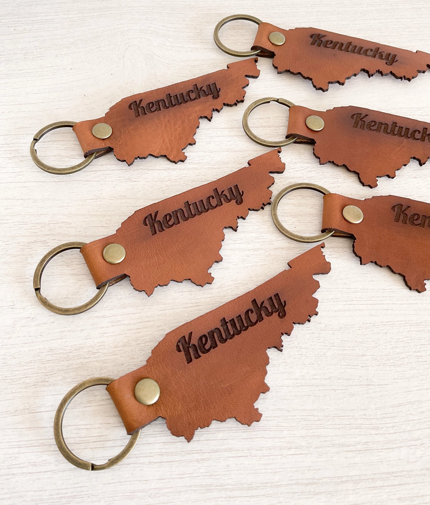 Leather State Keychain
