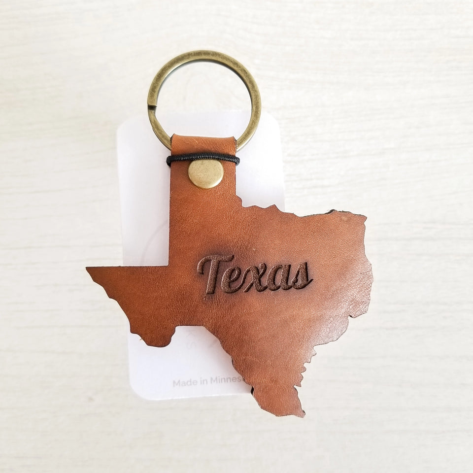 Leather State Keychain