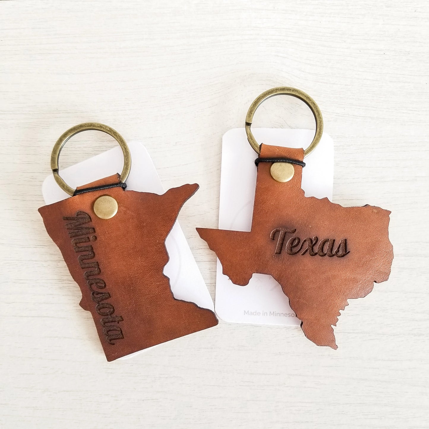 Leather State Keychain